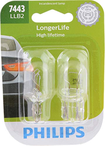 Philips Automotive Lighting 7443 LongerLife Miniature Bulb, 2 Pack, 7443LLB2
