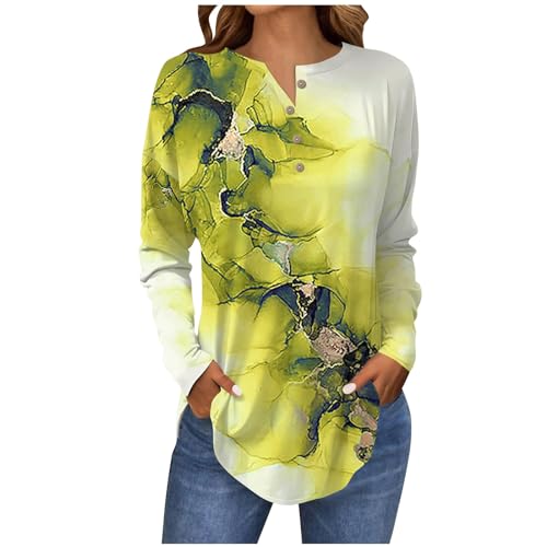 GIANTHONG Plus Size Tops for Women Women's Fashion Hoodies & Sweatshirts Cute Long Sleeve Tops for Women Women Womens Long Sleeve Tops Denim Top Crew Neck Plus Size Corset Top(#2 Yellow,Medium)