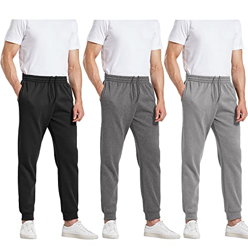 MLYENX 2/3 Pack Fleece Sweatpants for Men Active Athletic Comfy Mens Jogger Pants with Pockets