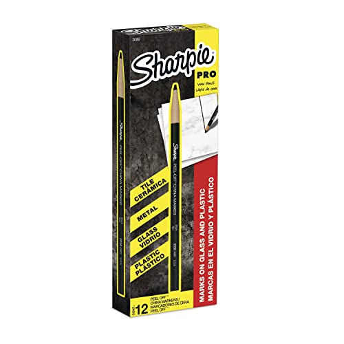 Sharpie Peel-Off China Marker Grease Pencils, Black, Box of 12