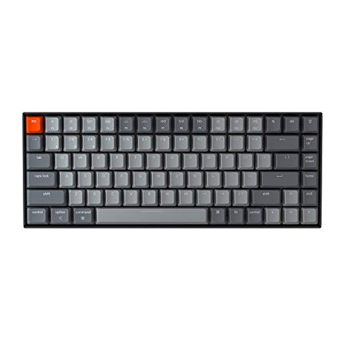 Keychron K2 75% Layout Bluetooth Mechanical Keyboard with Gateron G Pro Red Switch/White LED Backlit/Anti Ghosting/N-Key Rollover/Compact 84 Key USB C Wired Computer Keyboard for Mac Windows-Version 2