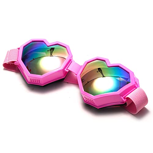 GUVIVI Heart Shaped Sunglasses Fashion Ski Goggles Oversize Love Glasses for Women Men with Gradient Lens Fun Eyewear