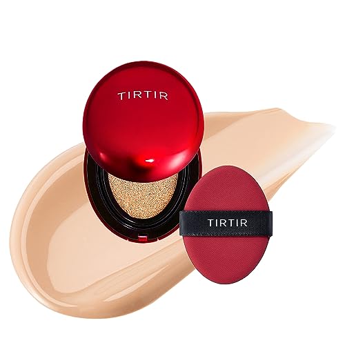 TIRTIR Mask Fit Red Cushion Foundation | Japan's No.1 Choice for Glass skin, Long-Lasting, Lightweight, Buildable Coverage, Semi-Matte Finish, Korean Cushion Foundation (21N Ivory, 0.15 oz.(Mini))