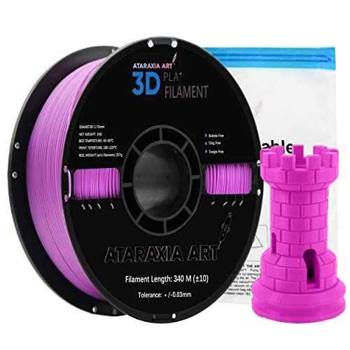 ATARAXIA ART Violet Grape Purple PLA Filament 1.75mm, 1Kg/2.2lb Tidy Winded Premium Spool,Dimensional Accuracy ±0.03mm,with Filament Storage Bag,Pantone Match, Fit FDM 3D Printer Filament PLA Violet
