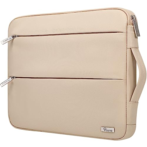 Voova Laptop Sleeve Case Compatible with 13.3 13.6 Inch MacBook Air/Pro M2 M1 2016-2022, 13 Inch Surface Pro X / 9/8, 13.5 Surface Laptop 5/4, Waterproof Computer Bag Cover with Handle, Apricot