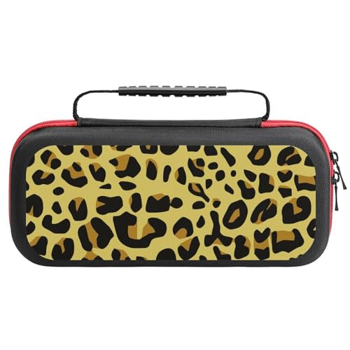 PUYWTIY Portable Travel Carrying Case Compatible with Nintendo Switch, Cheetah Yellow Leopard Print Hard Shell Protective Case with 20 Game Card Slots for Accessories and Games