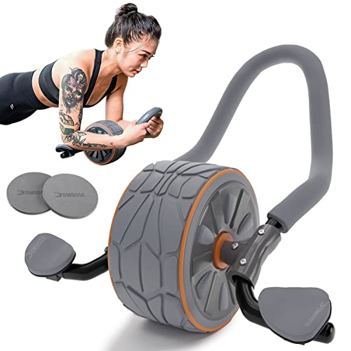 DMoose Fitness Ab Roller Wheel, Ab Workout Equipment for Abdominal & Core Strength Training, Ab Wheel Roller for Core Workout, Home Gym, Ab Machine with Knee Pad for Home Workout & Home Gym (Grey)