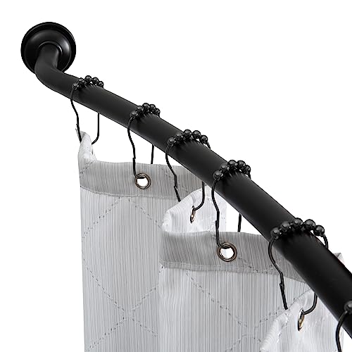 Bath Bliss Curved Shower Rod | Adjustable 42'-72' Inch | Bathroom Shower Curtain and Liner Rod | 33% More Space | Wall Mounted | Easy Installation | Matte Black