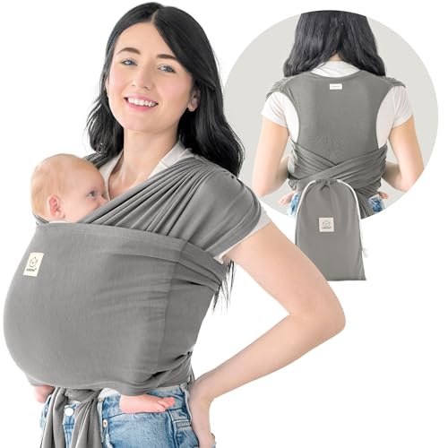 KeaBabies Baby Wraps Carrier, D-Lite Baby Wrap - Easy-Wearing, Adjustable Baby Sling Carrier, Baby Carrier Newborn to Toddler,Infant Baby Carrier Wrap Holder,Ring Sling (Graphite)