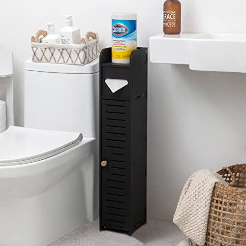 Bathroom Storage, Toilet Paper Stand Beside Storage Fit for Half Bathroom, Next to Toilet Storage, for Small Spaces,Black by AOJEZOR