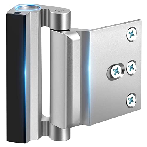 Home Security Door Reinforcement Lock - Safety Child Proof Door Locks with 8 Screws for Inward Swinging Front Doors, Extra Add a Top Lock Inside Withstands 800 lbs Deadbolt Latch, Guard Bedroom Patio