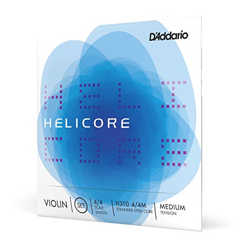 D'Addario Orchestral - Helicore 4/4 Size Violin Strings Set with Plain Steel E String - H310 4/4M - Full Set - Medium Tension