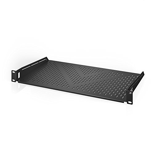 AC Infinity Vented Cantilever 1U Universal Rack Shelf, 10' Deep, for 19” equipment racks. Heavy-Duty 2.4mm Cold Rolled Steel, 60lbs Capacity