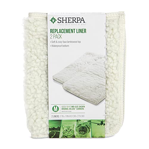 Sherpa (2 Count) Replacement Liners for Travel Pet Carriers - White, Medium