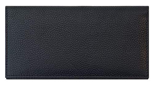 Black Basic Genuine Leather Checkbook Cover For Men & Women