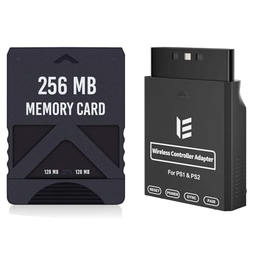 RGEEK 256MB Memory Card with Wireless Controller Adapter for PS1/PS2