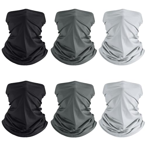 Geyoga 6 Pieces Summer UV Protection Cooling Neck Gaiter Face Clothing Neck Gaiter Scarf Sunscreen Breathable Bandana(Classic Color)