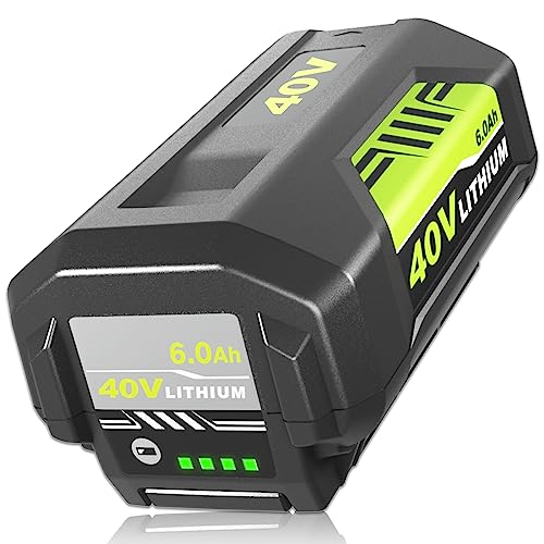 6.0Ah Replacement for Ryobi 40V Battery Lithium Ion Compatible with Ryobi 40 Volt Battery OP4040 OP40401 OP4026 OP40261 OP4050 OP40201 OP40601 Compatible with Ryobi Battery 40V Cordless Power