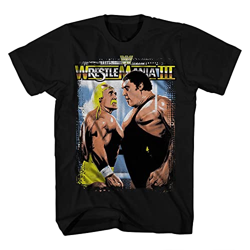 WWE Hulk Vs Andre Shirt - Wrestlemania 3 - Mens World Wrestling Champion T-Shirt (Black, Medium)