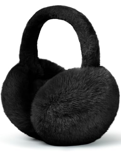 Ear Muffs Winter Women Men Kids Girls Earmuffs for Women Winter Accessories Ear Covers Cold Weather Running Ear Warmers Headband White Black Cute Fluffy Fuzzy Adjustable Foldable Faux Fur Ladies