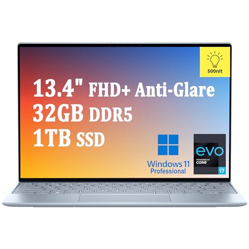 Dell XPS 13 9315 Thin and Light Business Laptop I 13.4' FHD+ 500nits Anti-Glare I 12th Gen Intel Evo 10-Core i7-1250U I 32GB DDR5 1TB SSD I Backlit Thunderbolt4 Fingerprint Win11 Pro Sky Blue