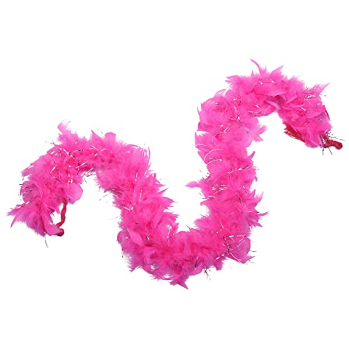 25 Gram, 4 Feet Long Chandelle Feat Kids Feather Boa, Great for Party, Wedding, Halloween Costume, Christmas Tree, Decoration (Candy Pink w/silver lurex)