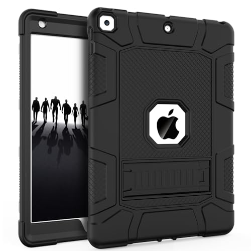 Rantice iPad 9th Generation Case, iPad 8th Generation Case, iPad 7th Generation Case, Hybrid Shockproof Rugged Drop Protective Case with Kickstand for iPad 10.2'' (Black)