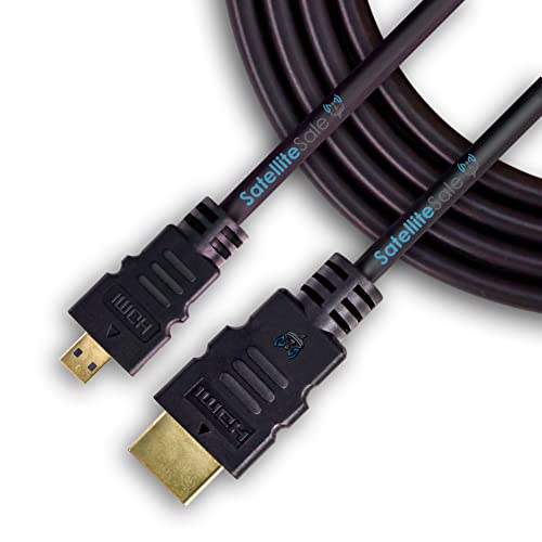 SatelliteSale Digital 1.4 Micro HDMI to HDMI Cable Universal Wire 4K/30Hz 10.2Gbps PVC 2160p Black Cord 15 feet