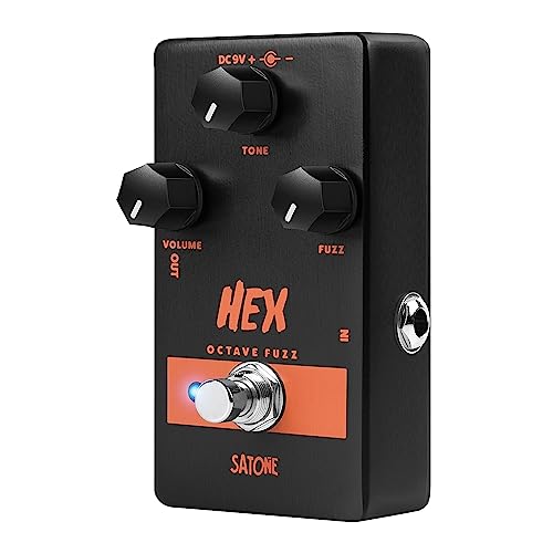 Satone S804 Hex Octave Fuzz Electric Guitar Effect Pedal - Classic Octave Fuzz Effect Preset Acoustic Metal Pedal with True Bypass