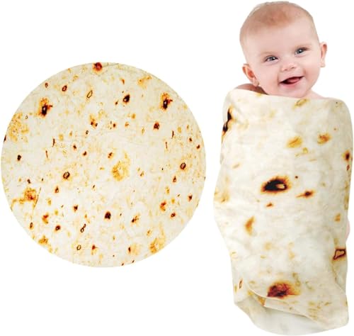 Tortilla Blanket Baby, Baby Burritos Swaddle Blanket, Baby Throw Taco Blanket for Newborn Toddler Dog Cat,285 GSM Soft Flannel Wearable Wrap Blanket Funny Gift for Baby Shower