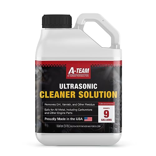 A-Team Ultrasonic Carburetor Cleaning Solution - Great for Carburetors and Engine Parts - Compatible with Most Cleaning Machines - 1:8 Concentration (1 Gallon)