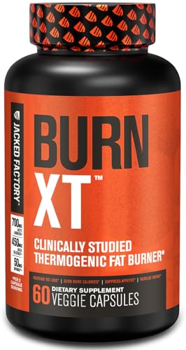 Jacked Factory Burn-XT Clinically Studied Fat Burner & Weight Loss Supplement - Appetite Suppressant & Energy Booster - with Acetyl L-Carnitine, Green Tea Extract and More - 60 Natural Diet Pills