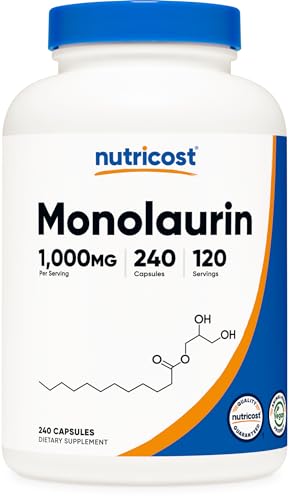 Nutricost Monolaurin 1000 mg (120 Servings, 240 Capsules) - Gluten-Free, Non GMO, Vegan