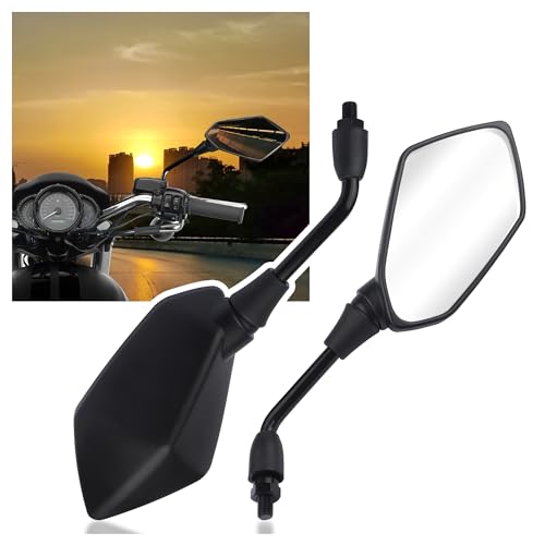 2PCS Motorcycle Mirrors with 8mm&10mm Bolt,HD Motorcycle Mirrors for Handlebars,360-degree Adjustable Motorcycle Wide Angle Rear View Mirror Car Accessories for Scooter,ATV,Dirt Bike
