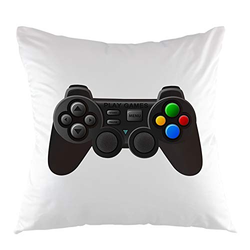 oFloral Gamer Pilowcase,Black Joystick with Buttons Game Controller Gamepad Throw Pillow Cover Square Cushion Case for Sofa Couch Car Bedroom Living Room Home Decorative 18' x 18' inch