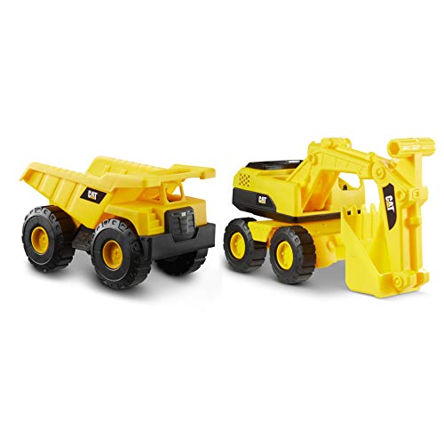 CAT Construction Toys CAT Construction Tough Rigs 15' Dump Truck & Excavator Set Toys 2 Pack Ages 3+ | Kid Powered Caterpillar Vehicle Set | Indoor or Ourdor Play | No Batteries Required