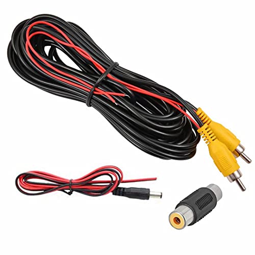 DALLUX Backup Camera RCA,Car Reverse Rear View Camera Video Cable with Detection Wire(33FT/10 Meters),AV Extension Cable with RCA Video Female to Female Coupler and Power Cable