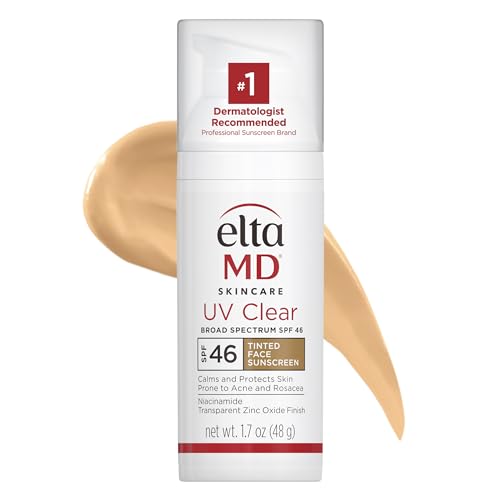 EltaMD UV Clear Tinted Face Sunscreen, Oil Free Tinted Sunscreen with Zinc Oxide, Dermatologist Recommended Sunscreen, 1.7 oz Pump