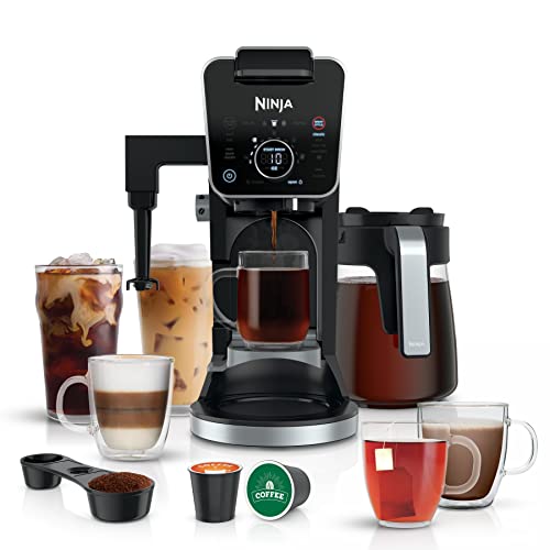 Ninja CFP301 DualBrew Pro Specialty 12-Cup Coffee Maker with Glass Carafe, Single-Serve, Grounds, compatible with K-Cup pods, with 4 Brew Styles, Iced Coffee Maker, Frother & Hot Water System, Black