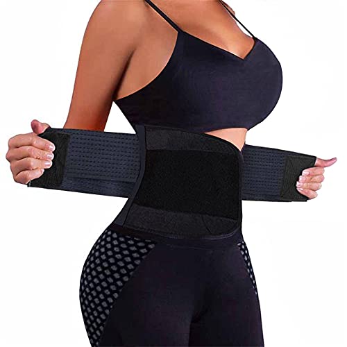 VENUZOR Waist Trainer Belt for Women - Waist Cincher Trimmer - Slimming Body Shaper Belt - Sport Girdle Belt (UP Graded)(Black,Medium)