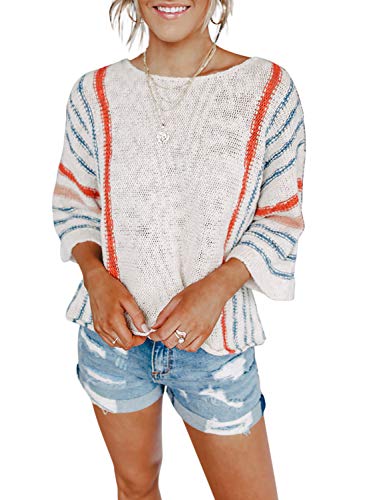Dokotoo Women's Color Block Cable Knit Pullover Sweater
