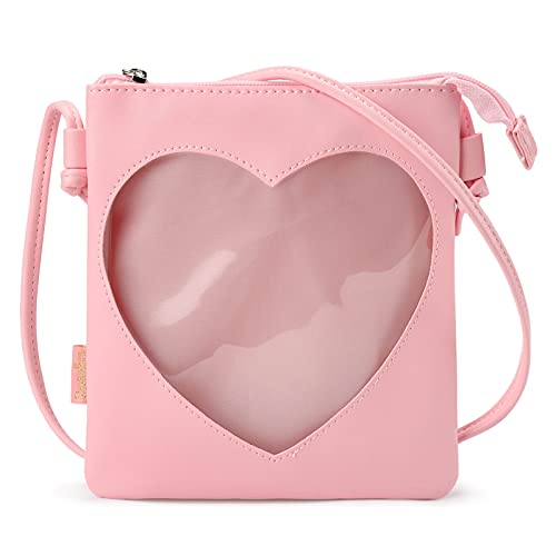 STEAMEDBUN Ita Bag Crossbody Heart Shaped Small Ita Purse Pin Bag for Anime (Light pink)