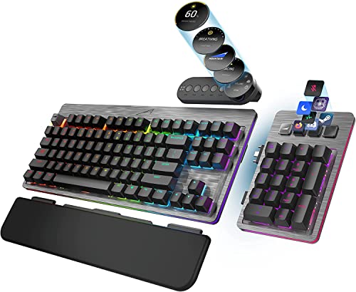 MOUNTAIN Everest Max Mechanical RGB Gaming Keyboard - Modular - Integrated Display Keys - Hot-Swappable Switches - OBS Controls Integration (Gunmetal Gray, Speed Silver - Fastest & Linear)