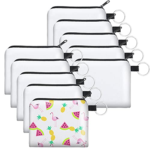 Frienda 10 Pieces Sublimation Coin Purse DIY Blank Cosmetic Pouch Graduation Small Cute Coin Purse Heat Transfer Cosmetic Canvas Bag with Zipper for Ladies Kids