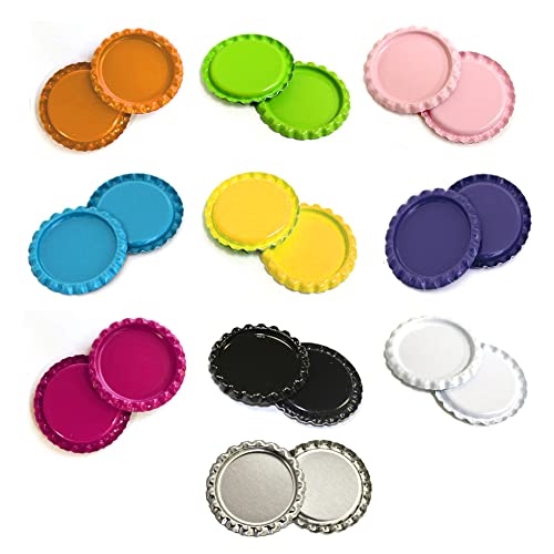 Crafts Bottle Caps, Q-YO Brand 1' Flat Crown Bottle Caps, for Hair Bows, Crafts, Pendants or Scrapbooks (50pc (10x5pc) 1' Flat Crown Bottle Caps-Combo)