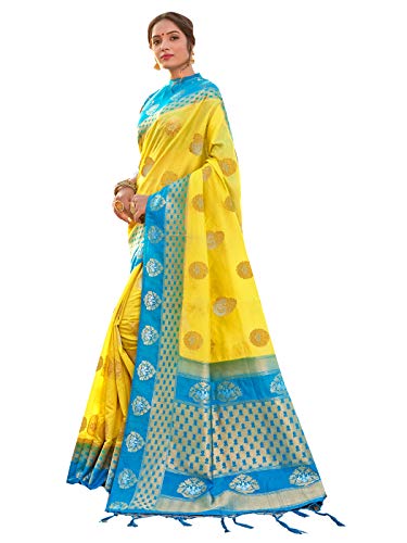 Elina fashion Sarees For Women Banarasi Art Silk Woven Saree || Indian Holi Festival Gift Sari with Unstitched Blouse