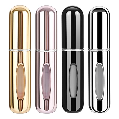 Saiveina Portable 5ml Mini Perfume Atomizer Bottles, Refillable Perfume Spray Bottle, Scent Pump Case, Empty Perfume Bottles for Travel and Outgoing(4 Pack)