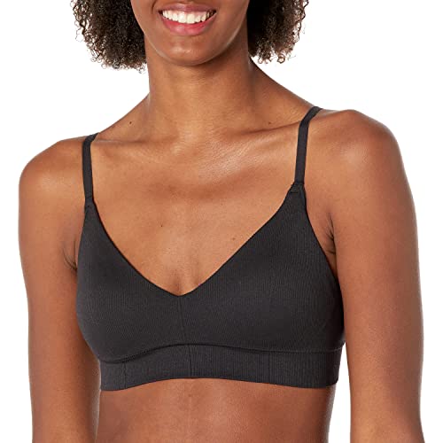 Maidenform Women's Pure Comfort Ultra-Soft Seamless Bralette, Wireless Bra with Convertible Straps, Black, Medium