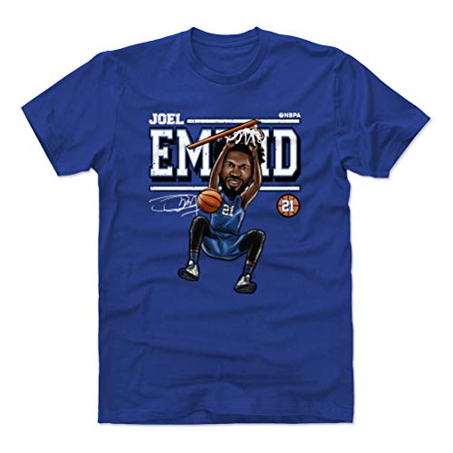 500 LEVEL Joel Embiid Shirt (Cotton, Large, Royal Blue) - Joel Embiid Cartoon WHT