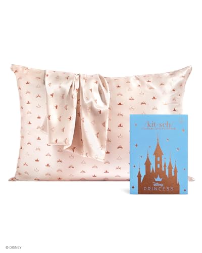 Kitsch Disney x Satin Pillowcase for Hair - Softer Than Silk Pillowcase for Hair and Skin Cooling with Zipper | Standard Size - Desert Crown, 1 Pack